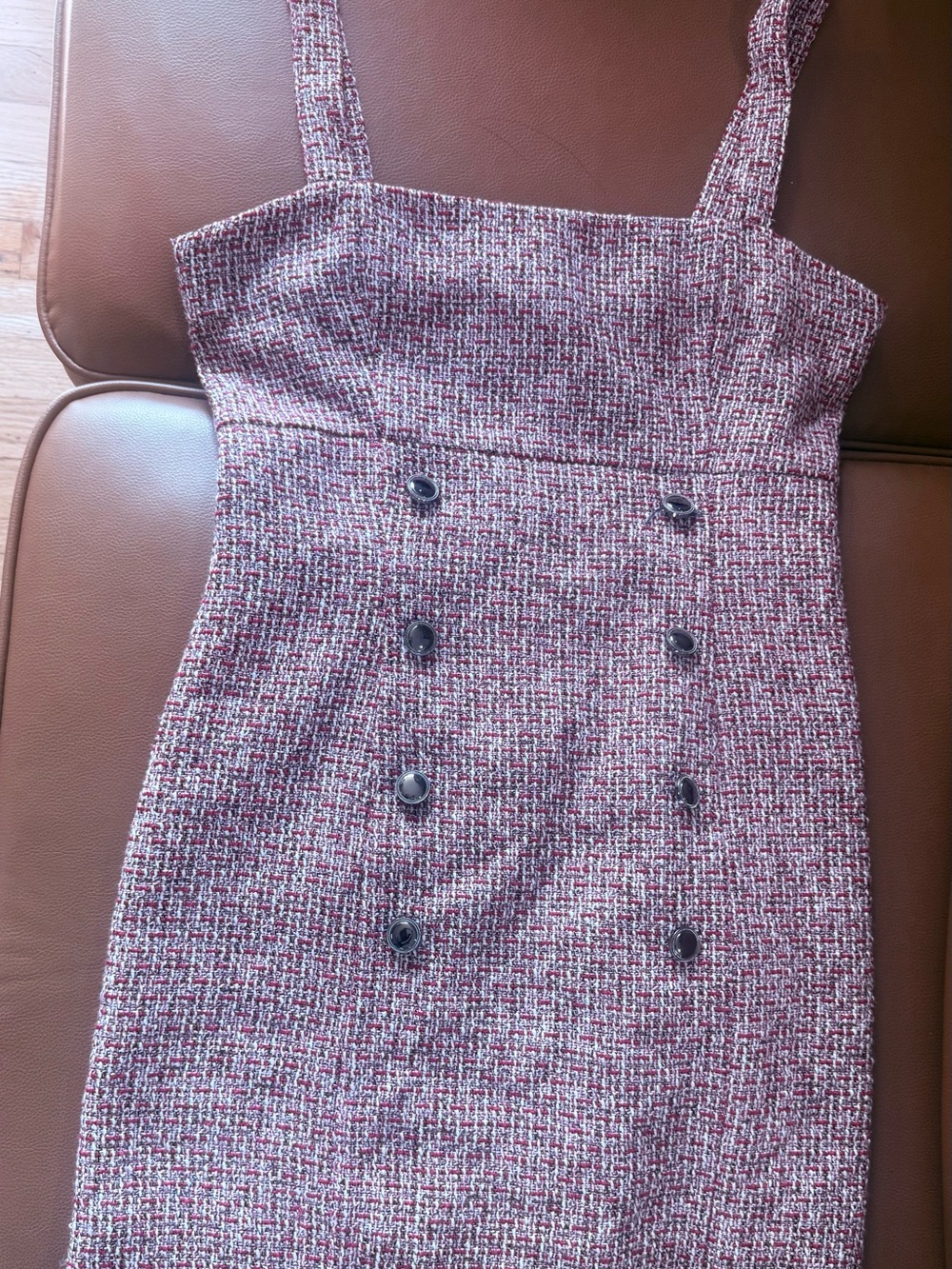 NWOT size M Forever 21 Burgundy Tweed Midi Dress with Button Detail